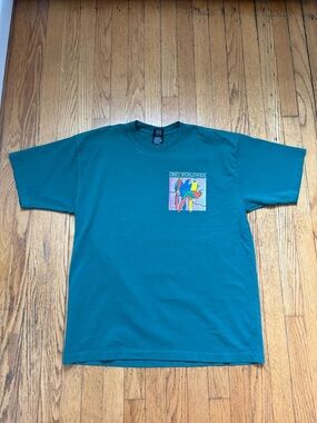 Obey Teal Short-Sleeve Tee with Colorful Parrot Chest Graphic